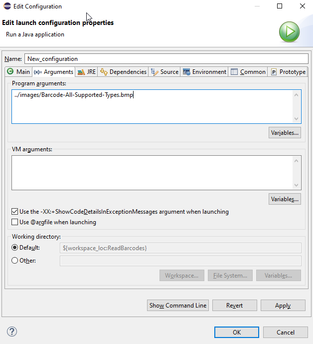 Eclipse Program Arguments