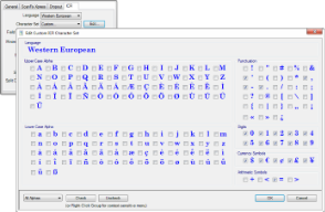 Edit Custom Character Set window