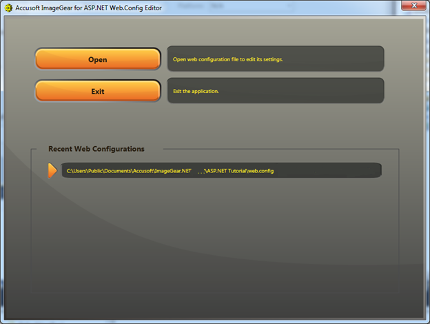 Run the ASP.NET Web.Config Editor
