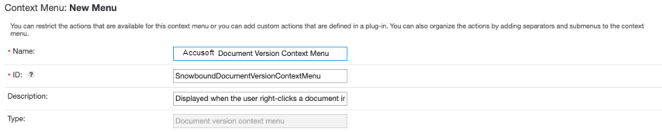 Context menu creation step